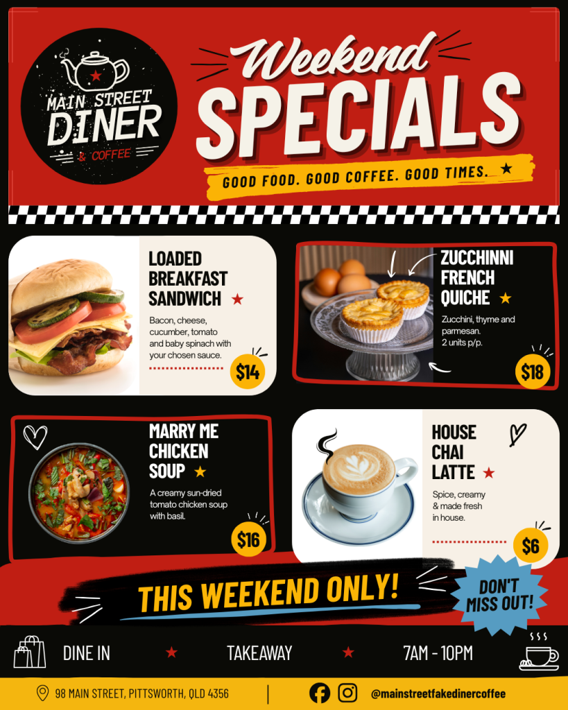 specials menu board hospitality